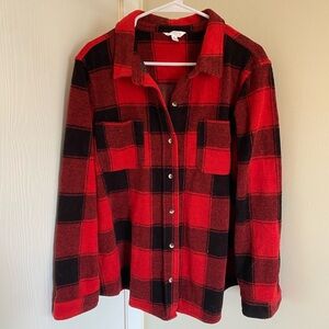 Time and Tru Red and Black Plaid Shirt